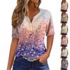 Women's T Shirt  Print Button Short Sleeve Daily Weekend Fashion Basic V- Neck Regular Top