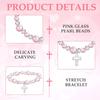 12PCS Delicate Hollow Crucifix Pearls Beads Bracelets Accessories Religious Celebration Gift Set For Guests Event
