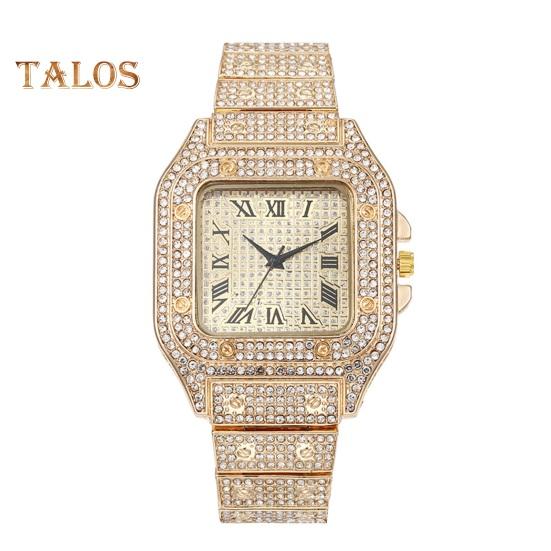 Мужские наручные часы со стразами, квадратный циферблат, стальной ремешок, римские цифры, кварцевый механизм, мужские, подростковые, деловые, формальные, наручные часы, модные ювелирные изделия