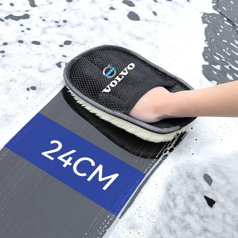qzhum6 Car Plush Cleaning Gloves Thickening Wool Wash Towel For Volvo Xc60 Xc90 V40 V60 S60 V50 V90 S80 C40 XC40 V70 XC70 C30 C70 EX90