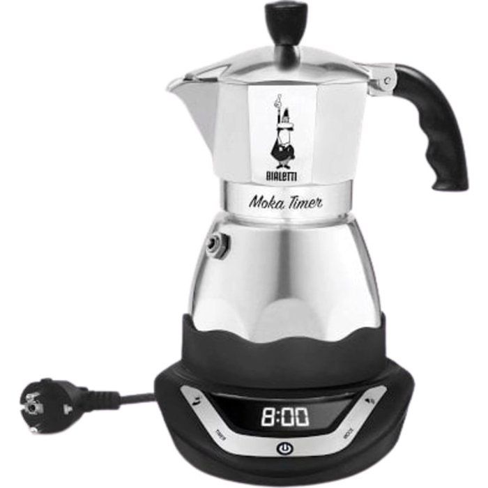 Cafetière italienne électrique - bialetti - moka timer - 6 tasses - 300 ml - inox