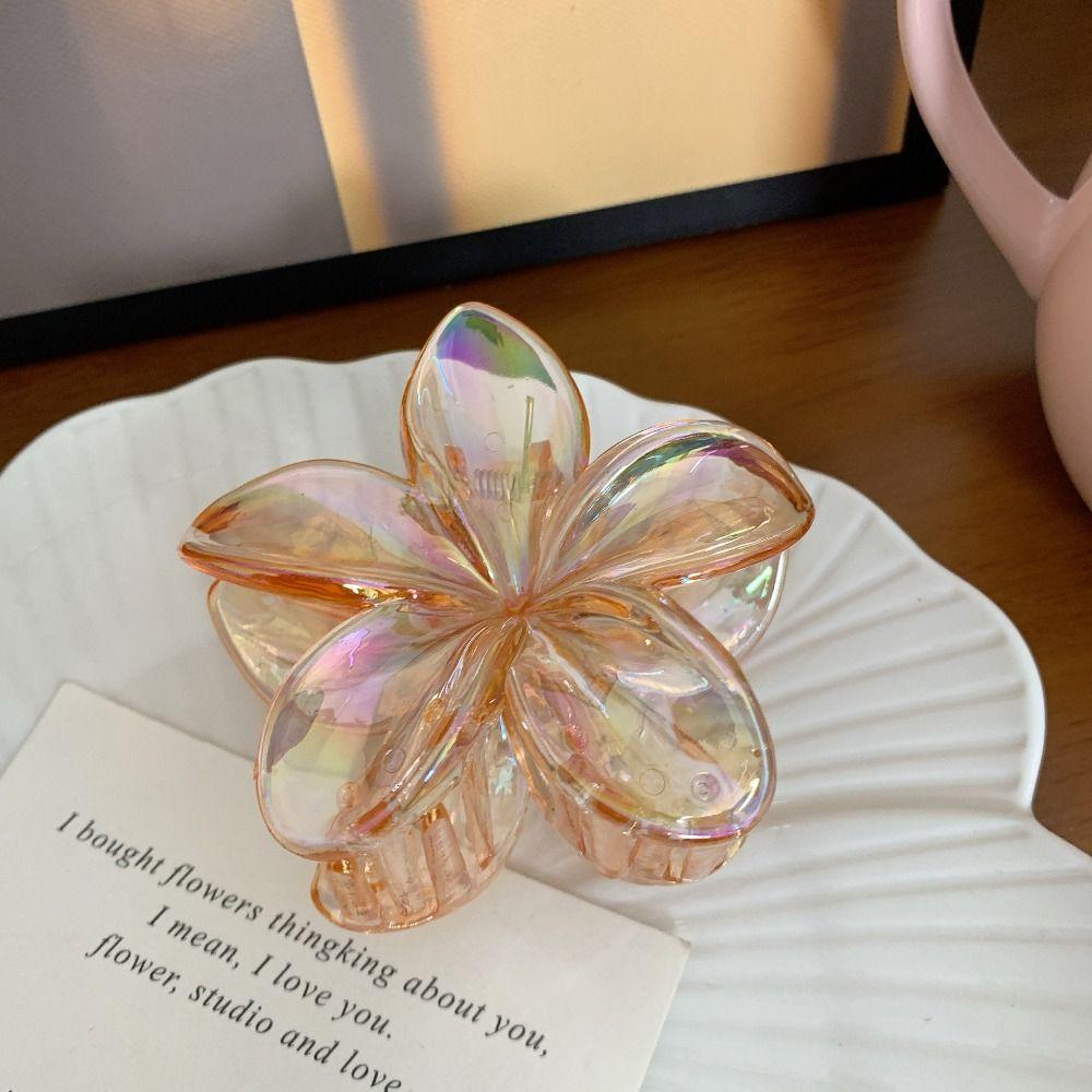 Пластиковая прозрачная заколка-краб для волос, большая заколка-коготь для волос, милая заколка для волос с цветком, уличная одежда