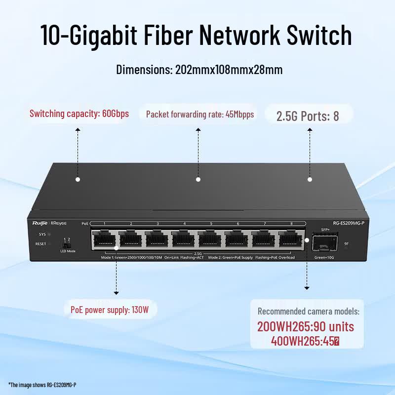 Ruijie RG-ES209MG-P 9-Port 2.5G Managed PoE Switch