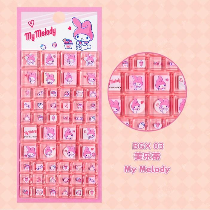 Sanrio Hello Kitty Cartoon 3D Square Stickers Anime Phone Laptop Luggage Decoration Creative DIY Rhinestone Decal Kids Toys Gift