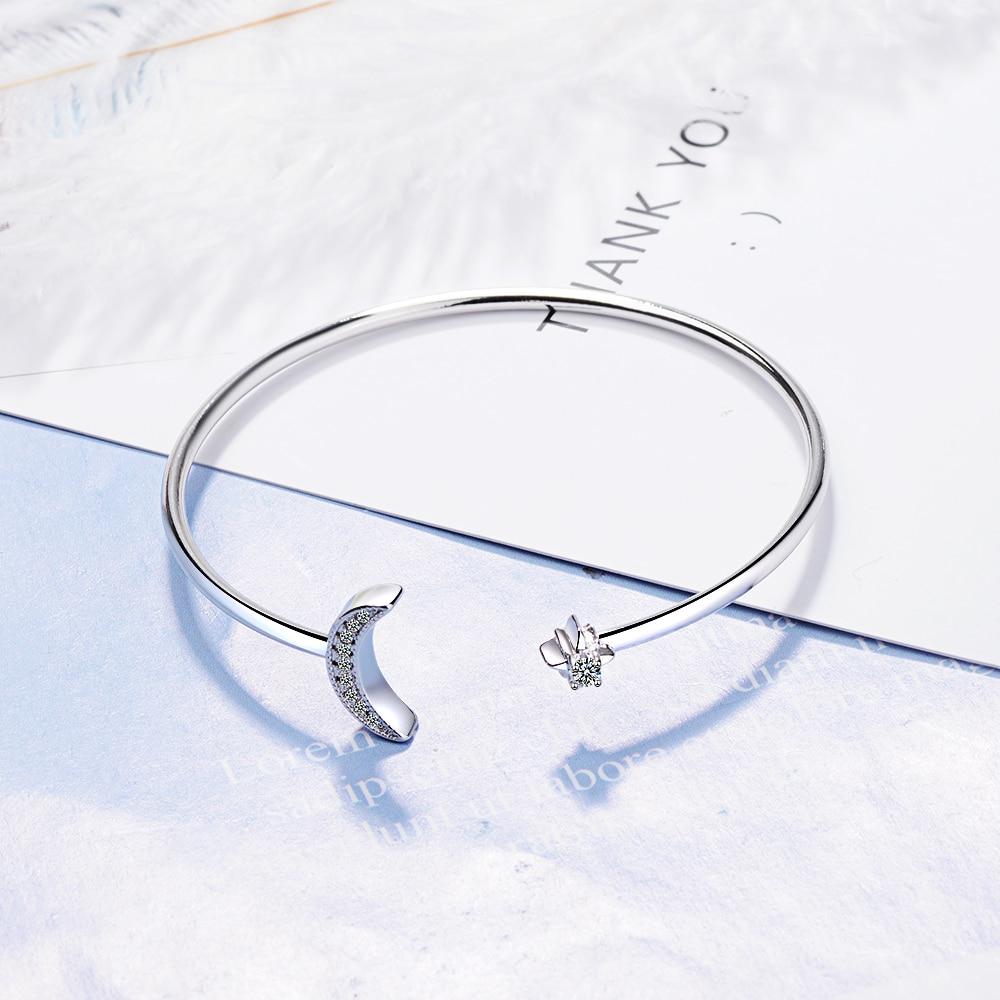 925 стерлингового серебра мода звезда и луна браслеты браслет мозаика циркон браслеты для женщин и девочек дропшиппинг S-B35