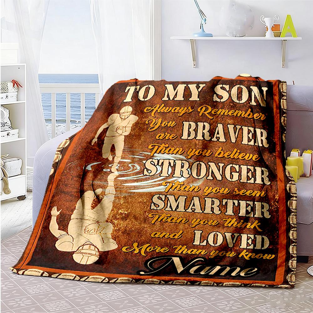 Football Son88 Personalized Name Blanket Multi-purpose Personalized Blanket Soft & Cozy Perfect for Living Room Couch Livingroom Sofa