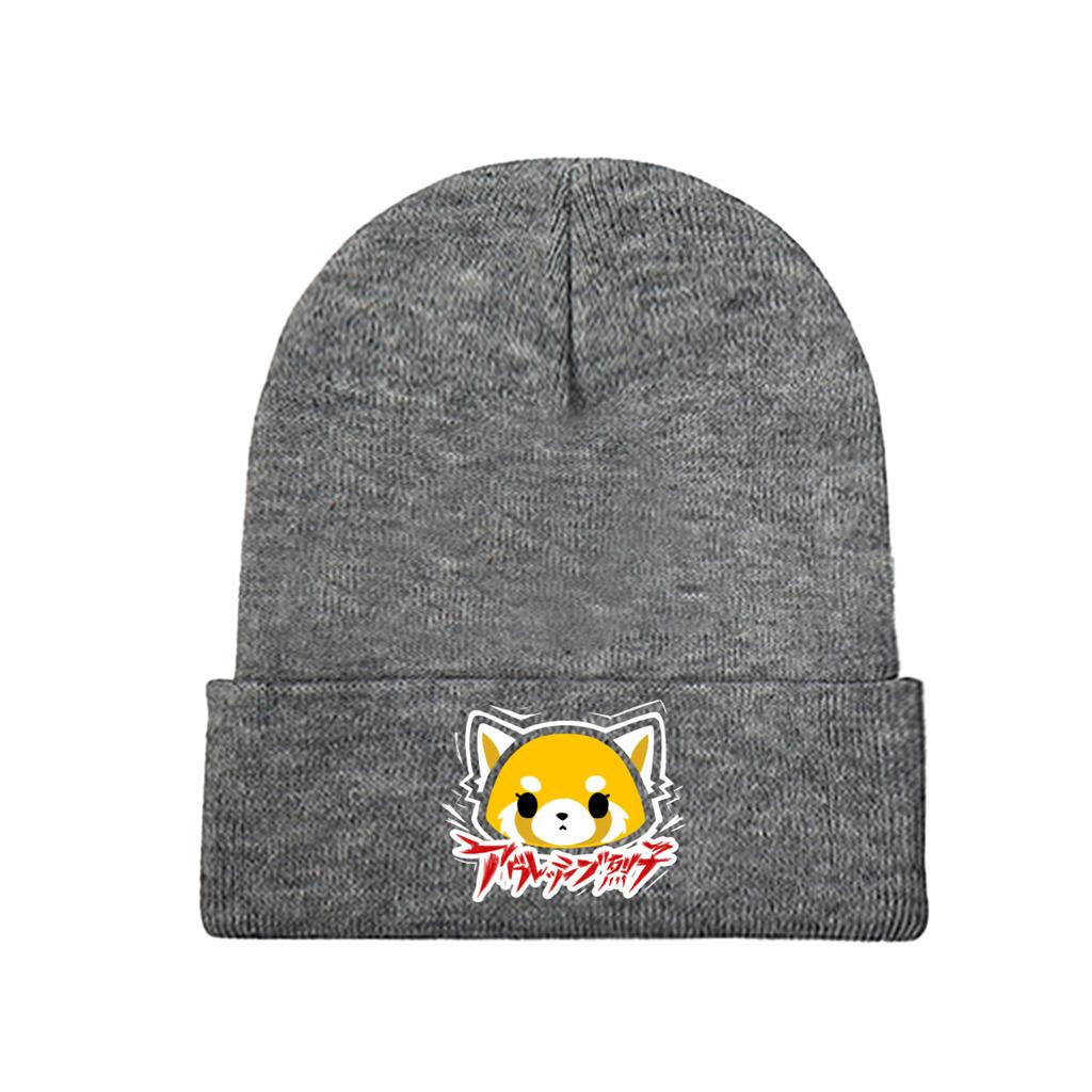 Aggretsuko Knitted Hat Beanie Autumn Winter Hats Warm Color Retsuko Anime Panda Death Metal Cap Unisex Women Gift