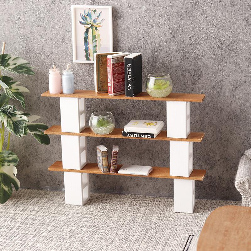 1/12 Dollhouse Mini Furniture Display Shelf Multi Storage Rack Organizer Realistic Decor for Dollhouse Bedroom Living Room Kitchen