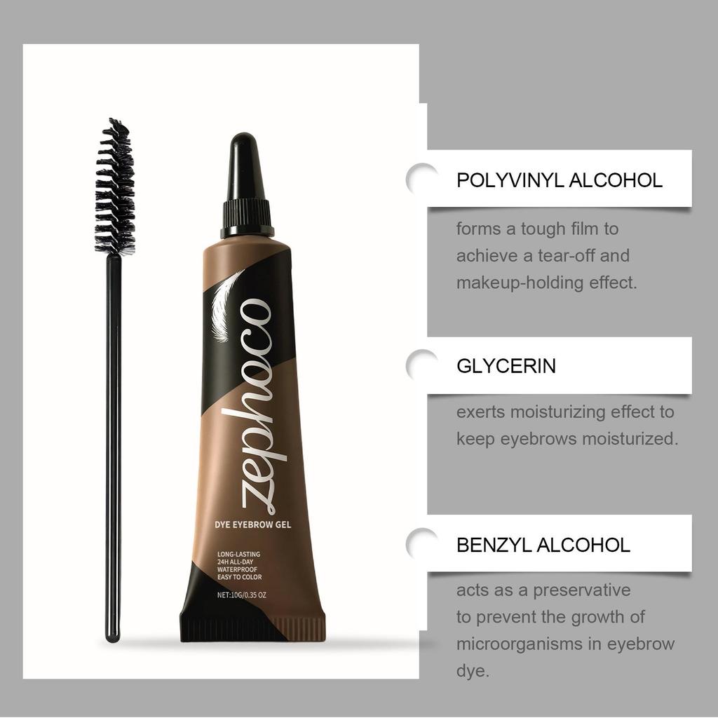 Zephoco Anti-Smudge Tinted Brow Gel: Moisturizing, Natural, Easy to Shape, Long-Lasting Eyebrow Makeup.