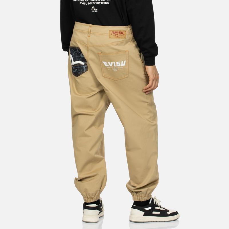 EVISU Casual Pants Men's Apricot Moderate Cuffed Pants 2ESHTM4PO7044FFCT