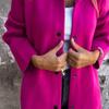 Long-sleeved Solid-color Coat with Buttons, Loose and Comfortable Women's Clothing