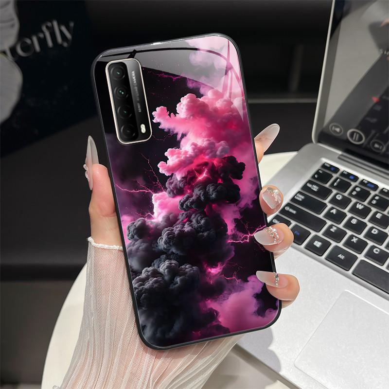 For Huawei P Smart 2021 Phone Case Trendy Fantasy Design Tempered Glass Bumper For Huawei Y7A PPA-LX3 PPA-LX1 PPA-LX2 Back Cover
