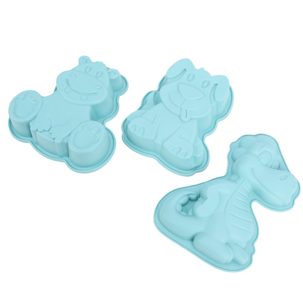 3pcs Cartoon Silicone Baking Mold Dinosaur Hippo Dog Shape Food Grade Non Stick Cute Cake Mold