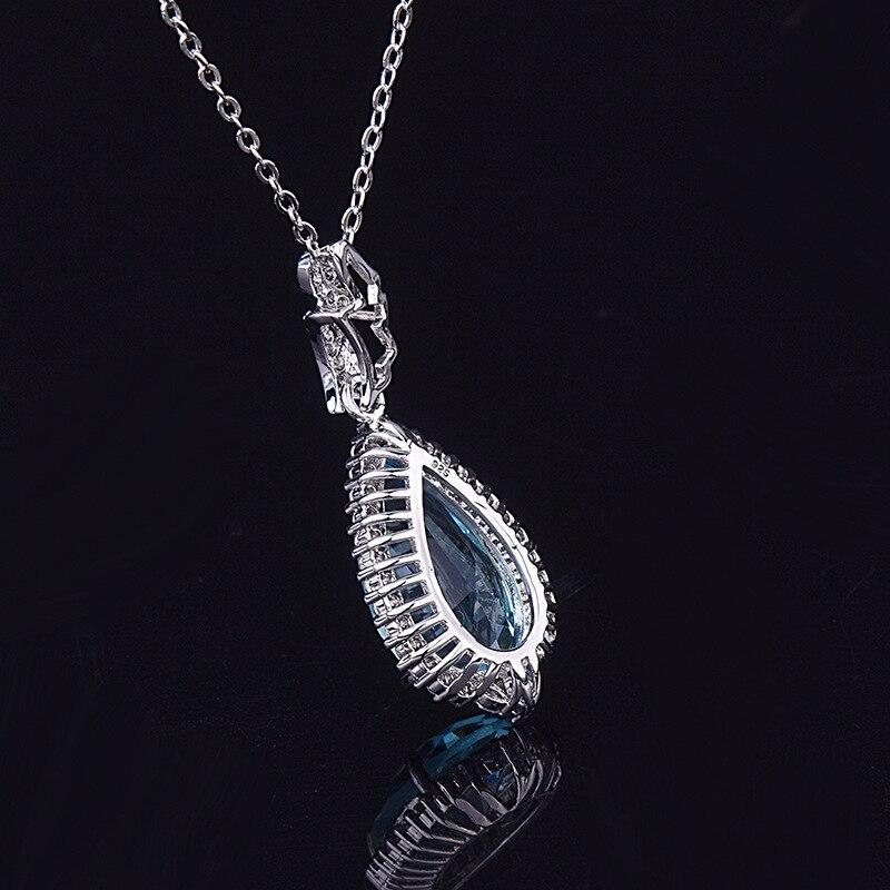 BELLA BOX Blue Water Drop Shaped Crystal Necklace For Women Charm Wedding Engagement Fine Gorgeous Jewelry