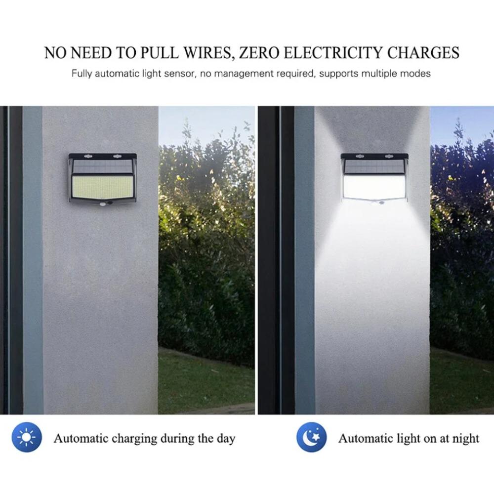 4PCS 468 LED Solar Motion Sensor Wall Lights Waterproof 3 Modes Security Solar Powered Lamp Outdoor Lighting for Garden Yard Path Garage
