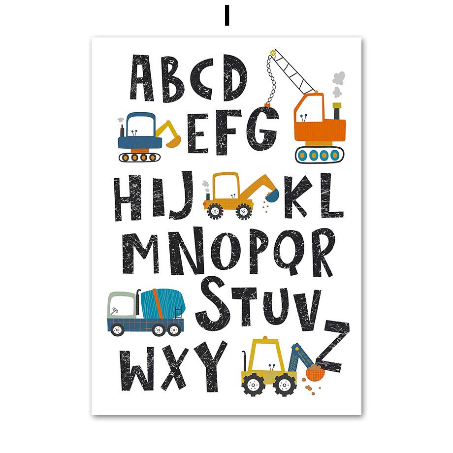 Экскаватор-кран, грузовик, алфавит, номер, имя, на заказ, настенное искусство, холст, живопись, постеры и принты, фотографии для декора детской комнаты
