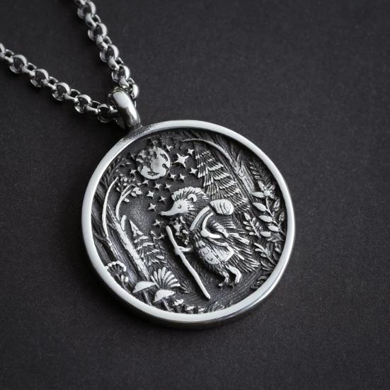 Лесное Ожерелье Подвеска Ожерелье Путешествующее Животное Луна Ювелирное Изделие Подарок для Природы