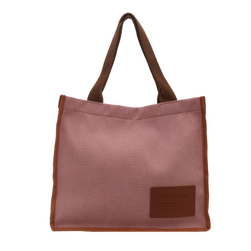 Street Style Canvas Tote Bag With Double Straps Large Capacity For School And Outings