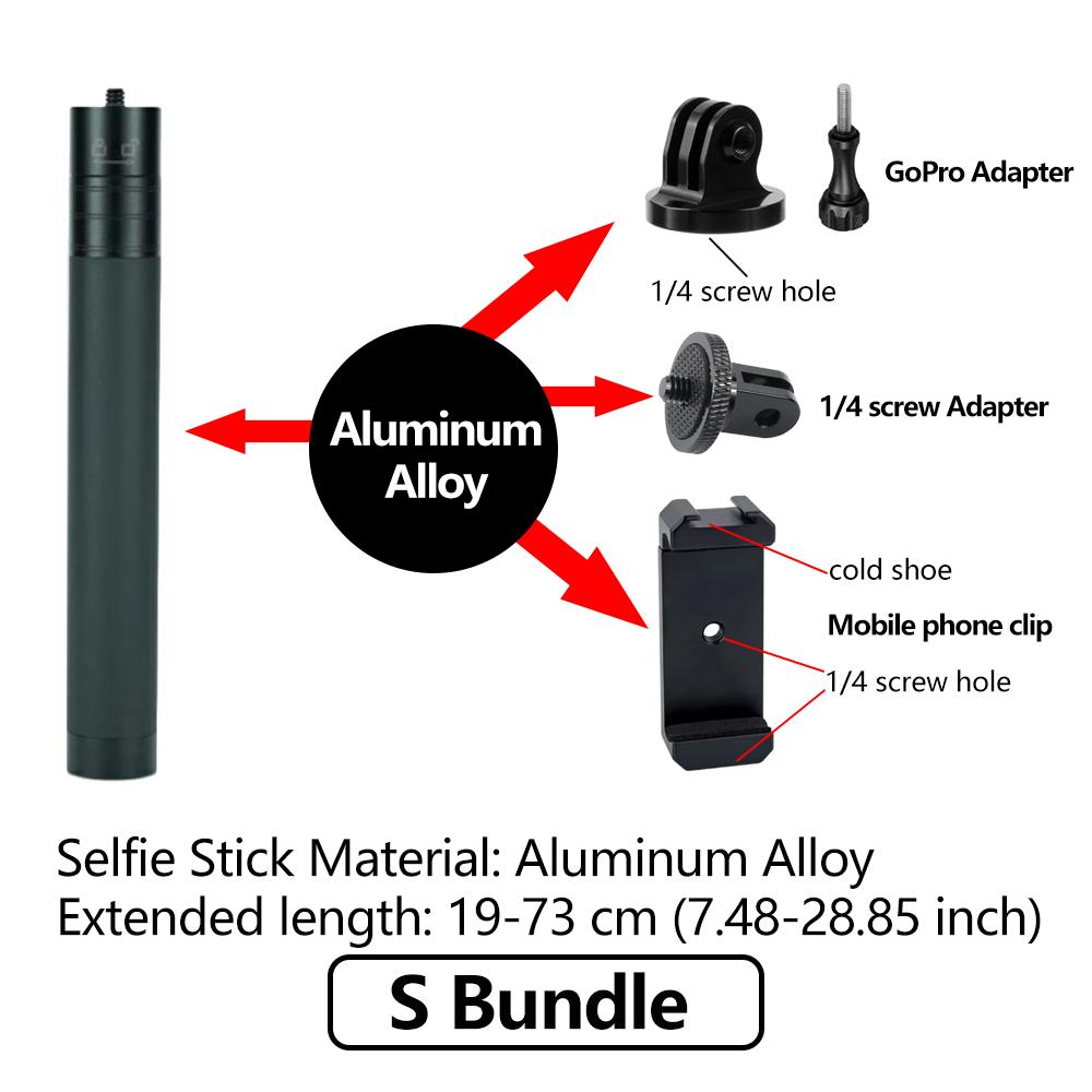 Aluminium Alloy Selfie Stick Pole Extension Monopod For GoPro Hero 12 11 10 9 8 Insta360 X4 X3 X2 DJI Osmo Action 4 3 2 Camera