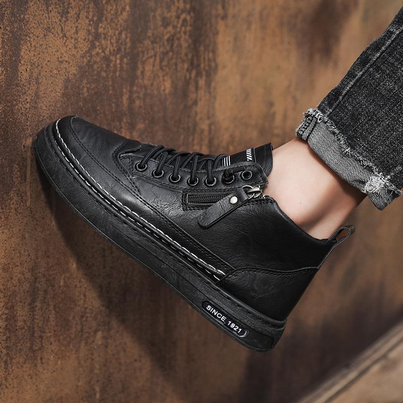 Горячая Распродажа Мужские Ботильоны Бизнес Повседневные Высокие Кожаные Туфли Мужская Мода Молния Хаки Короткие Ботинки-Бочки Мужские botas para hombre