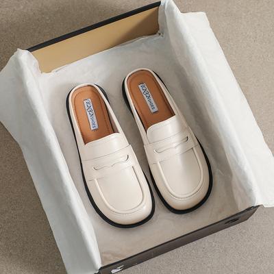 Индивидуальные 6818-1 маленькие кожаные туфли для женщин, весенние и осенние, одинарные туфли, одна педаль, половина буксира, и ношение ретро-стиля для женщин