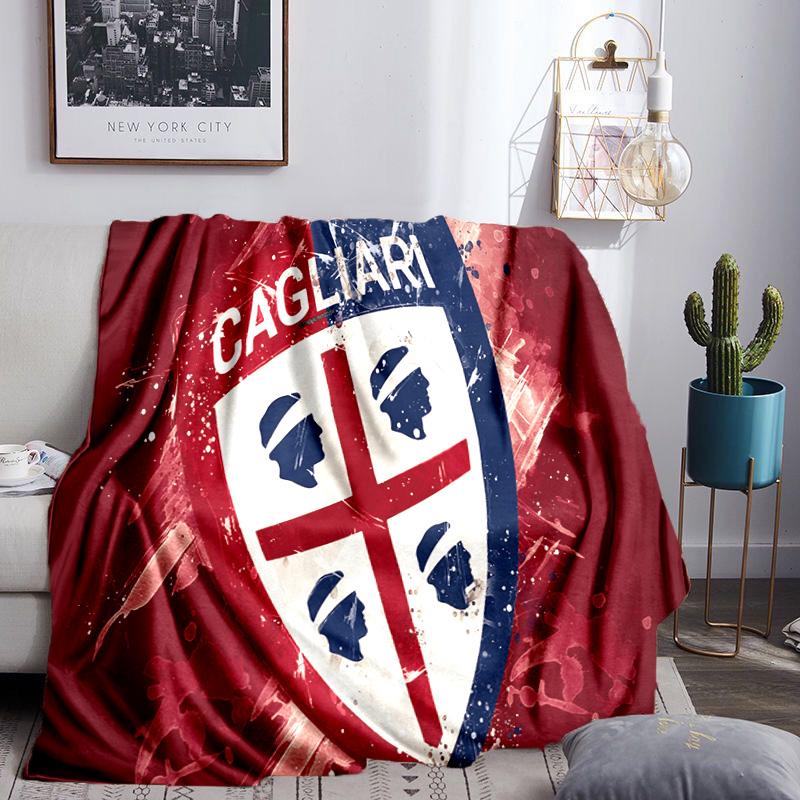 Cagliari Football Club Crest Throws Blanket Flannel Blankets Plush for Couch Bed Gifts for Men Women Travel picnic blanket Christmas fan gifts