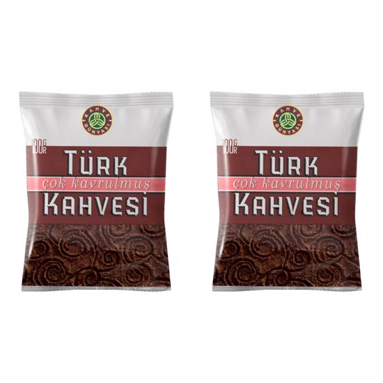 Kahve Dünyası Турецкий кофе с жевательной резинкой, очень обжаренные и среднеобжаренные наборы турецкого кофе в экономичной упаковке 100 гр.