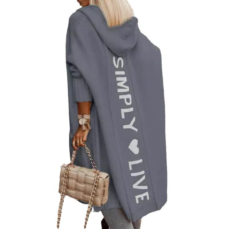 Доступный кардиган средней длины свободного кроя с капюшоном