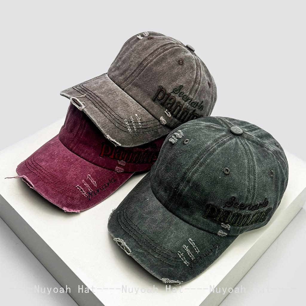 Baseball Stitching Stitched Embroidered Alphabet Side Women Men Her Him For Fresh Caps Peaked Hats Sunshade Broken Style Versatile Personal Retro