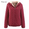 Fashion Solid Color Wool Hooded Close-fitting Thick Warm Cotton Coat Women's Tops Large Size Casual Slim Jacket