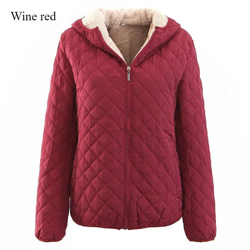 Women's Fashion Solid Color Wool Hooded Coat Warm Thick Cotton Close-fitting Casual Slim Jacket Large Size Tops