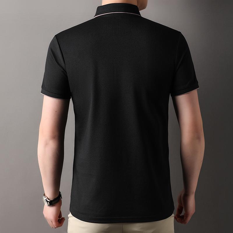 2025 новая летняя мужская однотонная футболка с короткими рукавами из шелка тутового дерева с лацканами, рубашка поло для отдыха