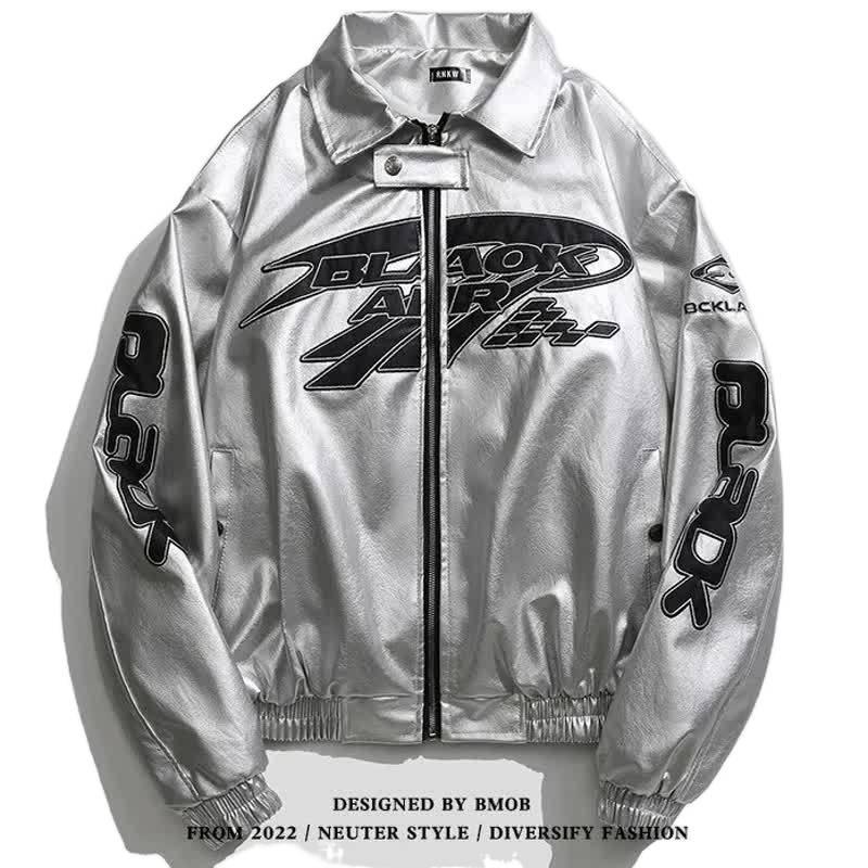 Кожаная гоночная куртка Rogue в стиле ретро хип-хоп: Модный осенний мотоциклетный стиль унисекс
