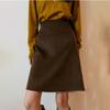 Юбка для бега на весну и лето в кофейном стиле в ретро-стиле Гонконга, однотонная профессиональная японская шерстяная юбка.