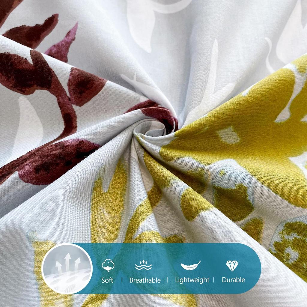 White Leaf Three-piece Quilt Cover Digital Printing Bedding Set Simple Flower Bed Cover