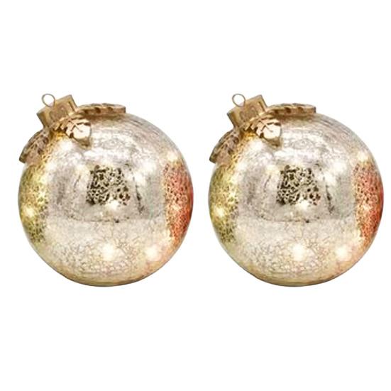 2 шт. Рождественский шар-украшение со светодиодной подсветкой, небьющийся, на батарейках, шар, настольное украшение, декор для рождественской вечеринки, каминной полки, стола, центральный элемент