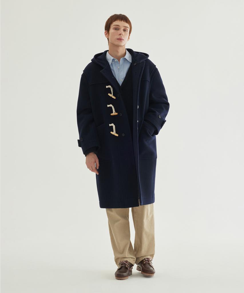 Covernat Wool Hooded Duffle Coat Dark Navy