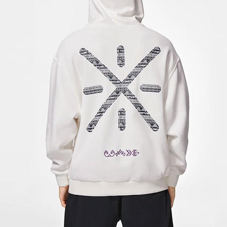 Li-Ning Свитшот Wade Series Alphabet с геометрическим узором и длинными рукавами, унисекс, топы цвета Off-White AWDS817-2