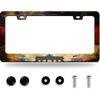 Grey Black American Flag License Plate Frame Vintage USA Flag License Plate Stainless Steel Funny License Plate Holder Patriotic Car Accessory Car