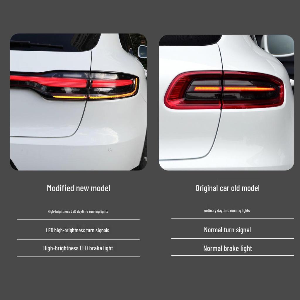 LED Through-Type Taillight Assembly with Flowing Turn Signal for 2014-2017 Porsche Macan.