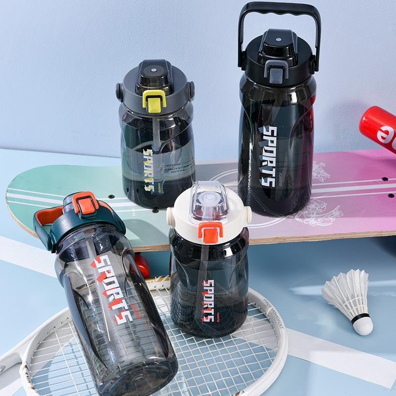 Water bottle large capacity plastic water cup men's and women's sports kettle 1000ml large out portable straw pc cup