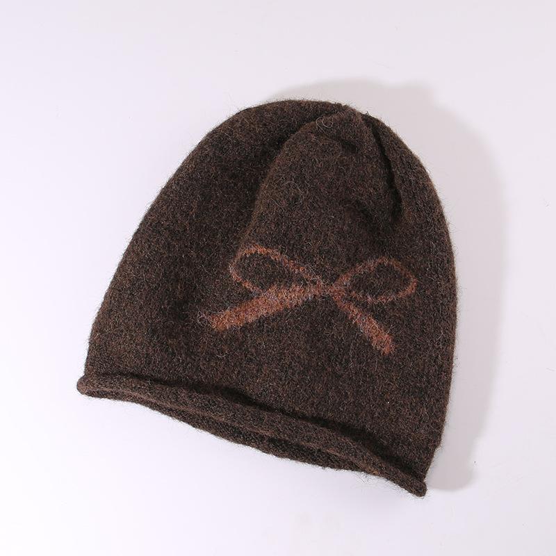 Осенне-зимние ретро шляпы для женщин, шапки с бантом, большой окружности головы, подчеркивающие маленькое лицо, вязаные теплые и холодные шапки