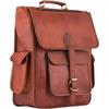 Brown Genuine Classic Goat Leather Men's Travel College Laptop Satchel Backpack