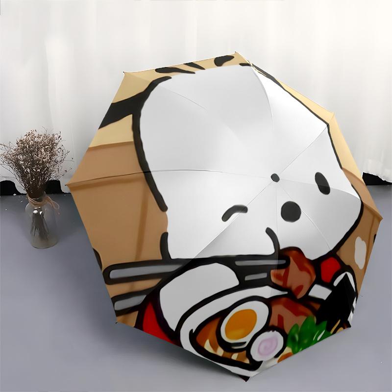 1pc Chibi Character Ramen Bowl with Automatic Opening Umbrella - Portable Folding Design, 8-Bone Iron Frame, Outdoor, Ideal Gift for Fans, Travelers,
