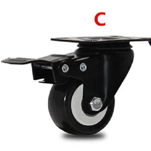 4pcs 50mm Heavy-Duty Black Swivel Castor Wheels 180kg Capacity 2-Inch Rubber for Furniture Trolley Home Office Caster
