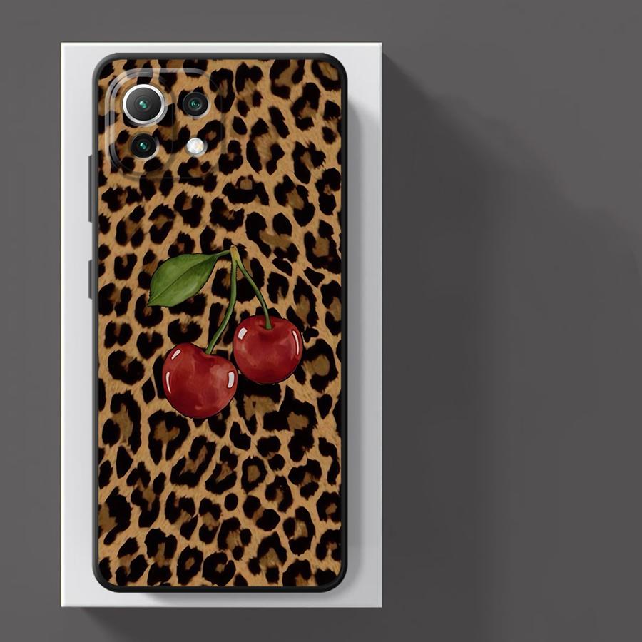 Чехол для телефона Funda для Xiaomi Poco F8 C61 C75 C50 F1 F3 M5 X3 X4 X5 X7 Pro C71 M3 M4 M7 Pro Леопардовая Вишня