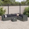 VidaXL Garden Lounge Set 7 Pcs with Cushions Grey Wicker, Outdoor Sofa Set, Garden Corner Sofa, 3308146