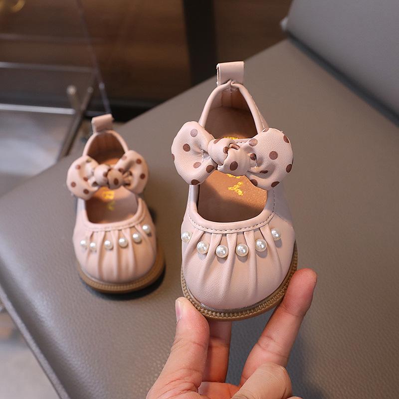 Elegant Baby Shoes Spring Autumn Sweet Kids Girls Leather Shoes Fashion Versatile Children Princess Causal Walking Flat Shoes