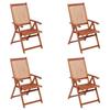 VidaXL Set of 4 Folding Garden Chairs, Patio Seats, Balcony Chairs, Outdoor Patio Furniture, Acacia Wood 3065515
