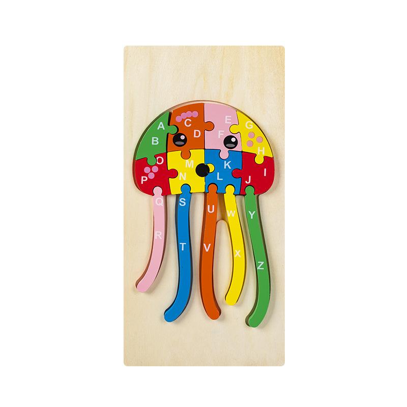 Kids Educational Wooden Animal Digital 3d Puzzle Early Learning Toy